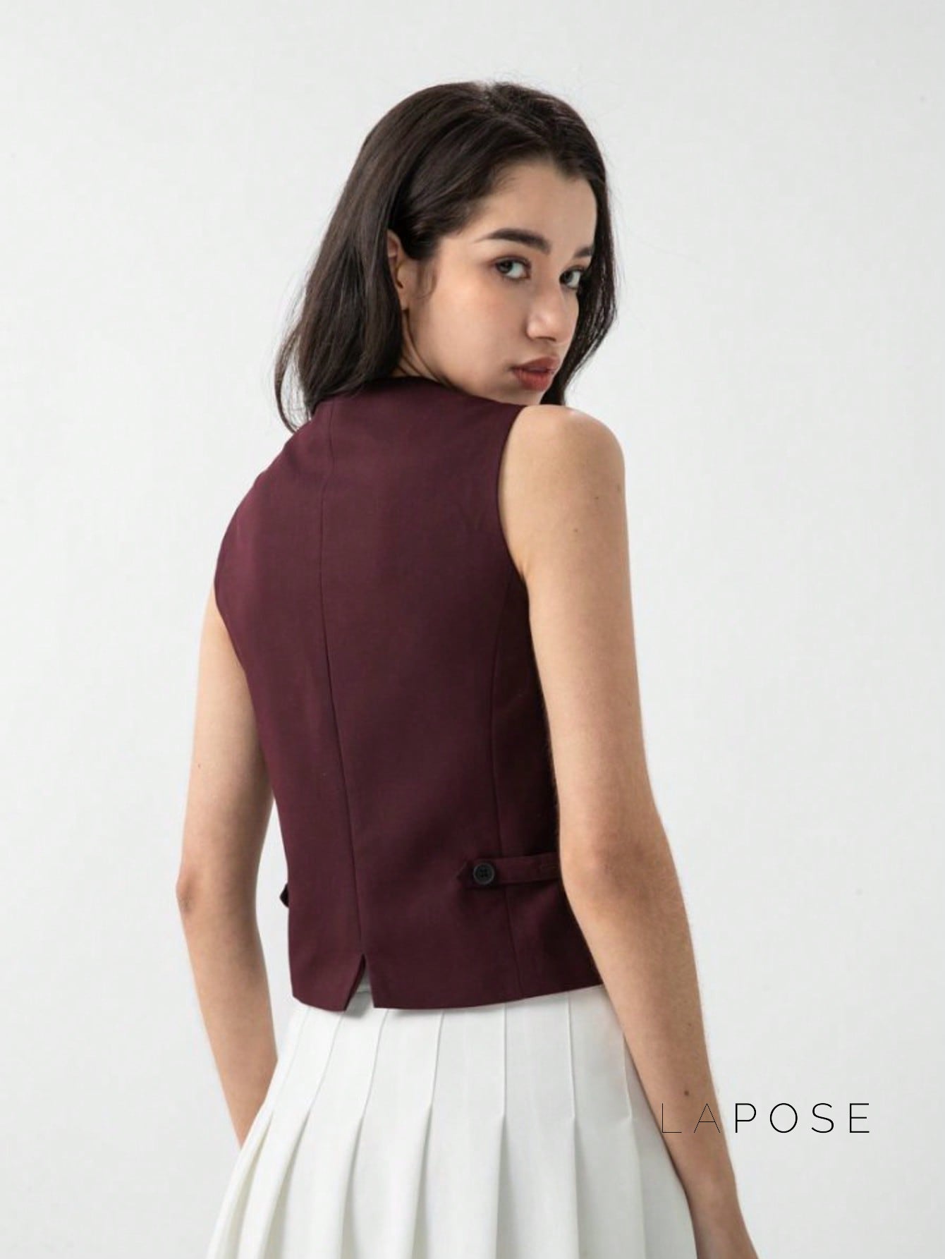 Coral Button-Up Crop Vest [0TTW32L6]