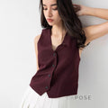 Coral Button-Up Crop Vest [OBNGALA1]