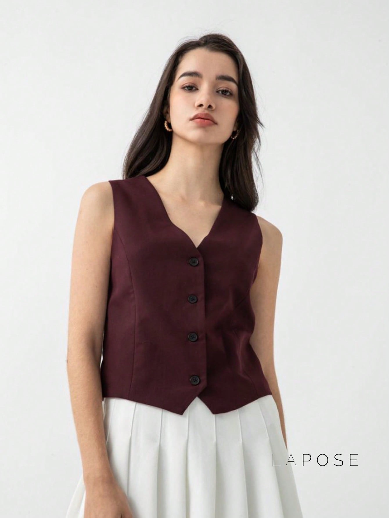 Coral Button-Up Crop Vest [LRJ96OYU]