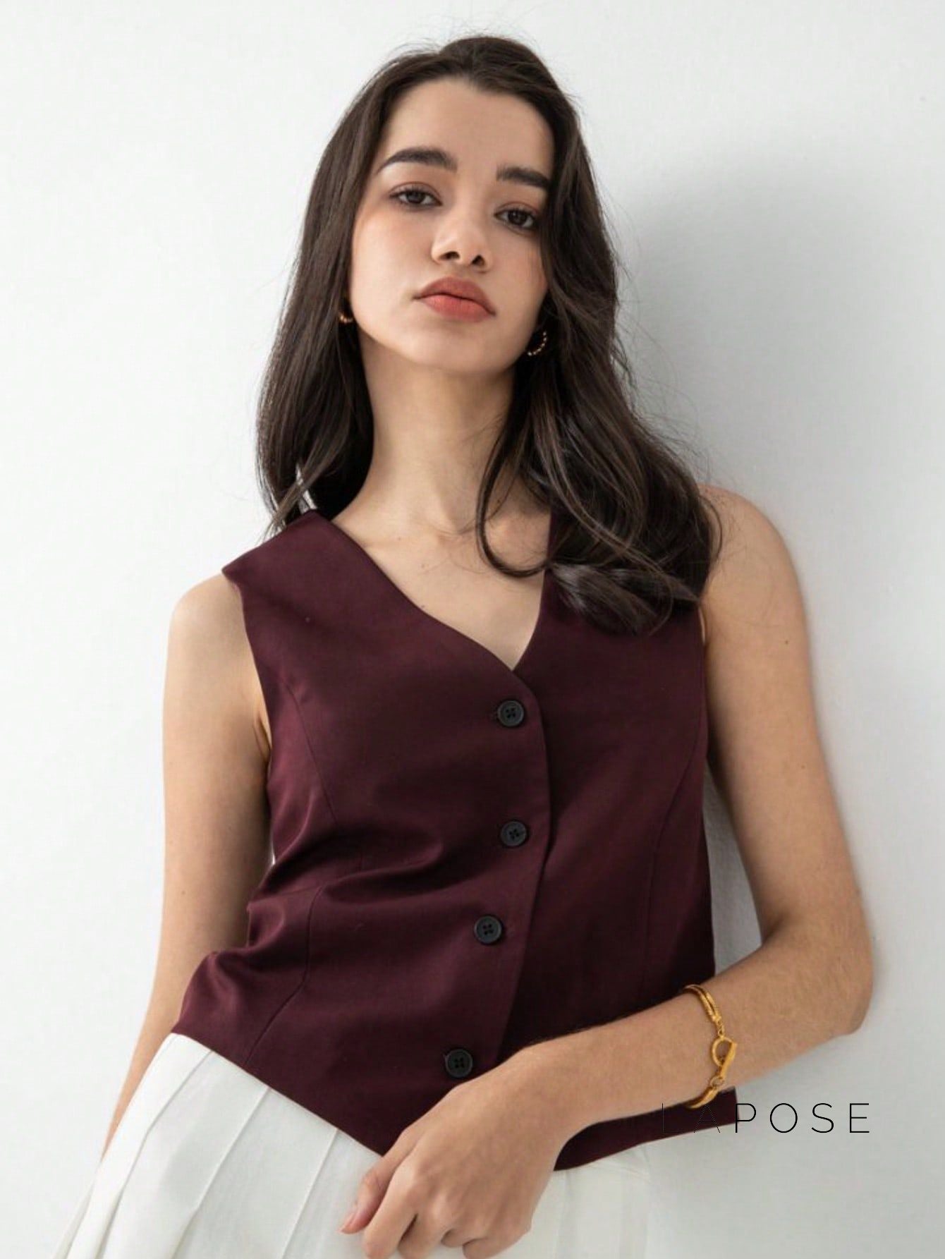 Coral Button-Up Crop Vest [8HAYACX5]