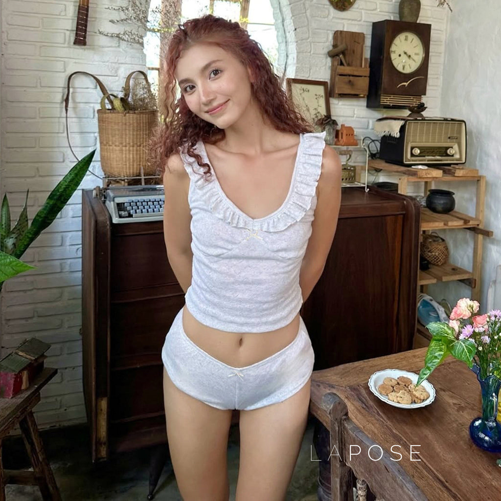 Coraline Jacquard Ruffle Lounge Short Set [50IJQUOB]