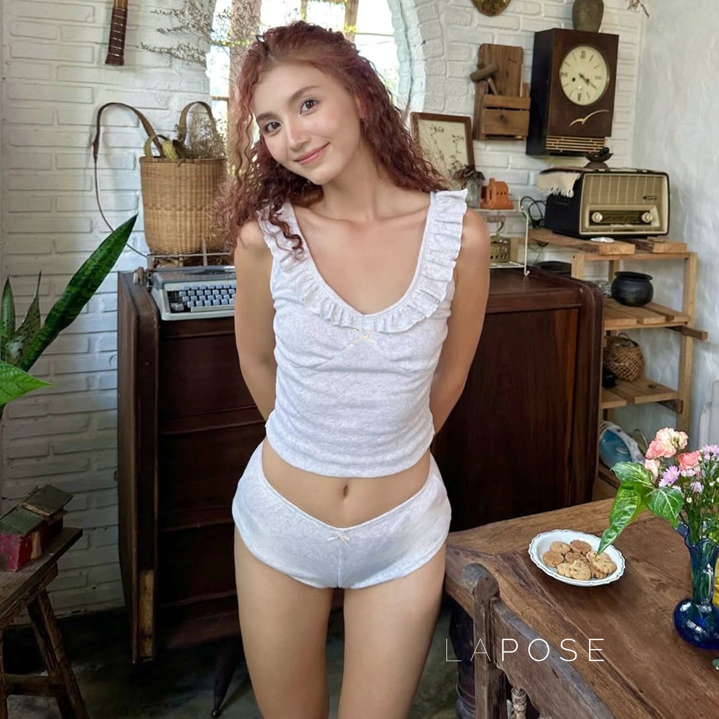 Coraline Jacquard Ruffle Lounge Short Set [50IJQUOB]