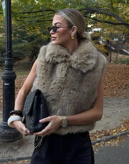 Corbin Faux Fur Lapel Vest [JV9Y0KPT]