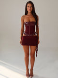 LaPose Corie Burgundy Corset Mini Dress Black - Burgundy