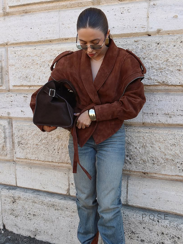 Cruz Suede Tie-Waist Jacket [BUCYQPSQ]