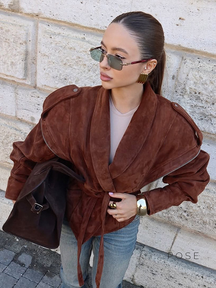 Cruz Suede Tie-Waist Jacket [DDOS2CUG]
