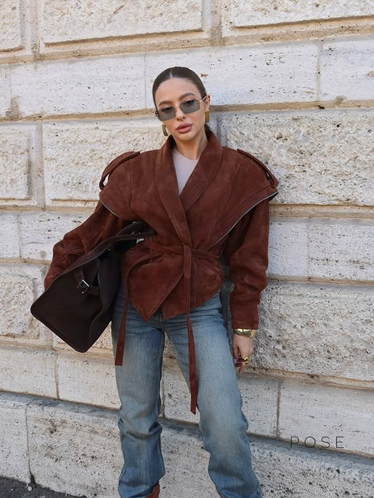 Cruz Suede Tie-Waist Jacket [2FWTX9M0]