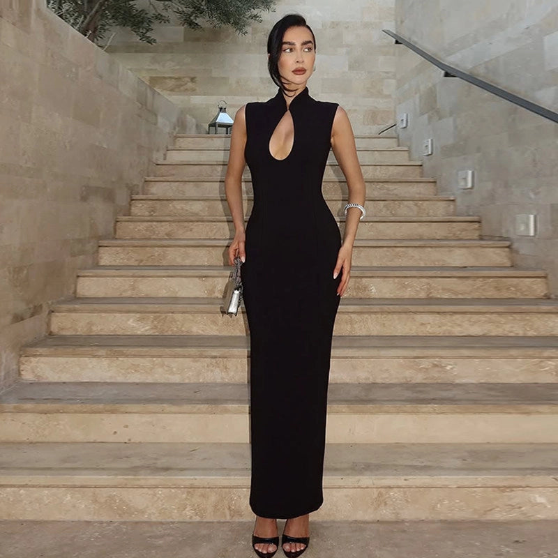 Cut-out Slit Maxi Dress [1B20AQ37]