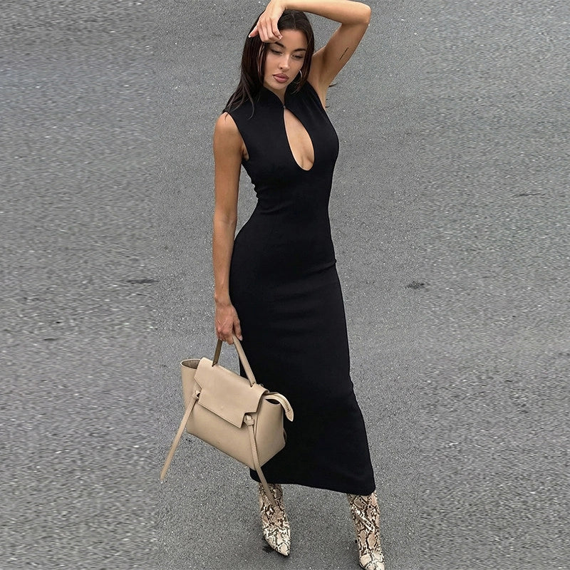 Cut-out Slit Maxi Dress [J2KM0ILM]