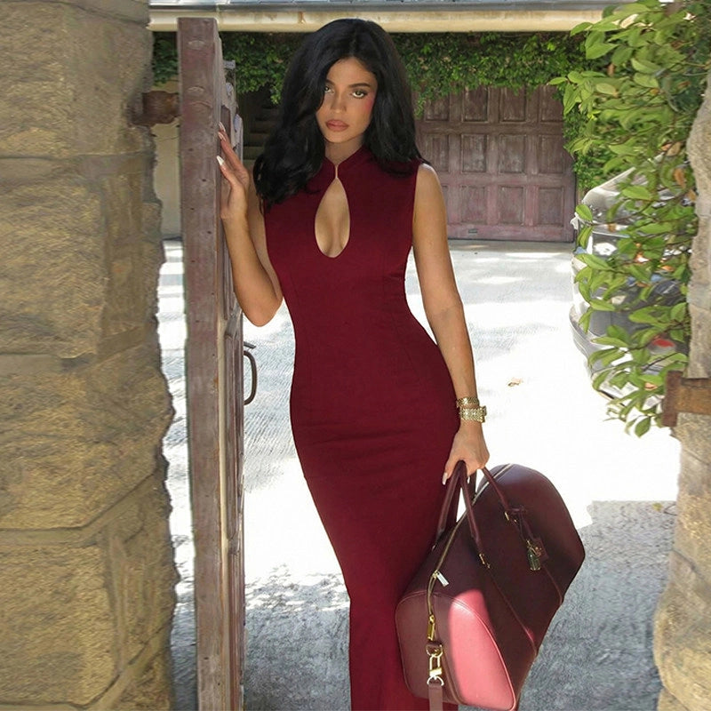 Cut-out Slit Maxi Dress [FKOU8G50]