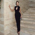 Cut-out Slit Maxi Dress [LSN1CVTF]