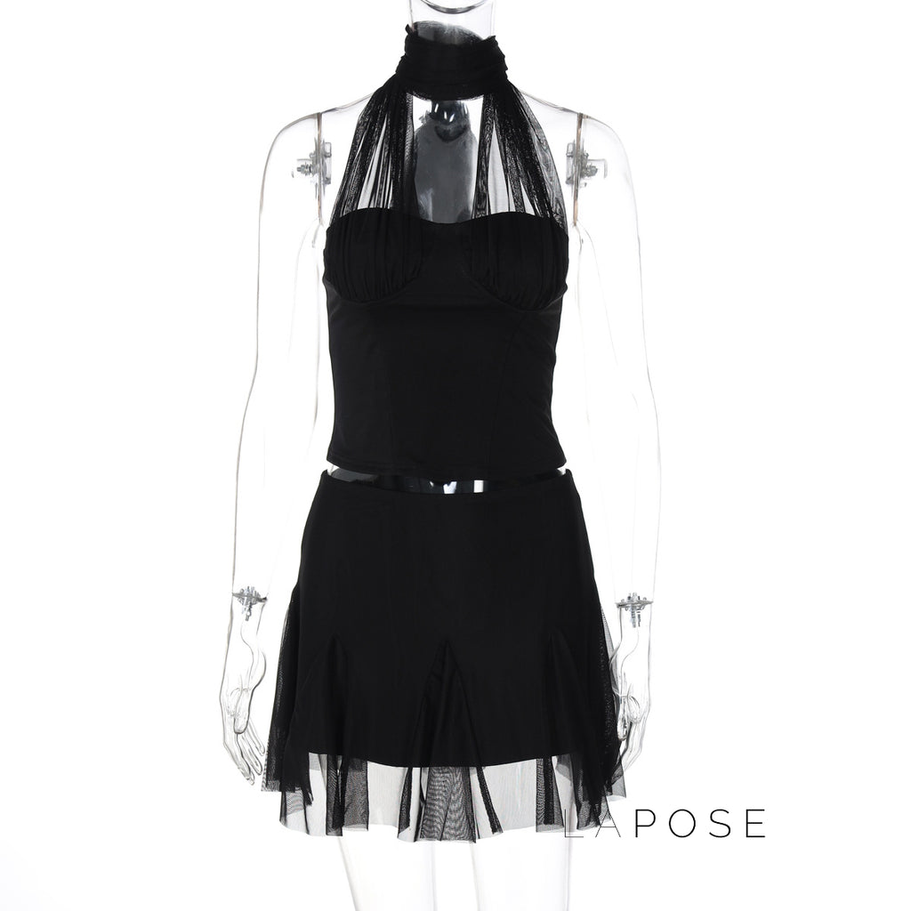 Daleysa Halter Ruched Skirt Set [VC2XH038]