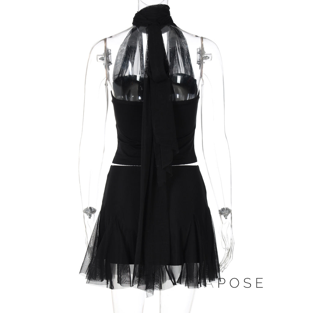 Daleysa Halter Ruched Skirt Set [1YNXVE50]