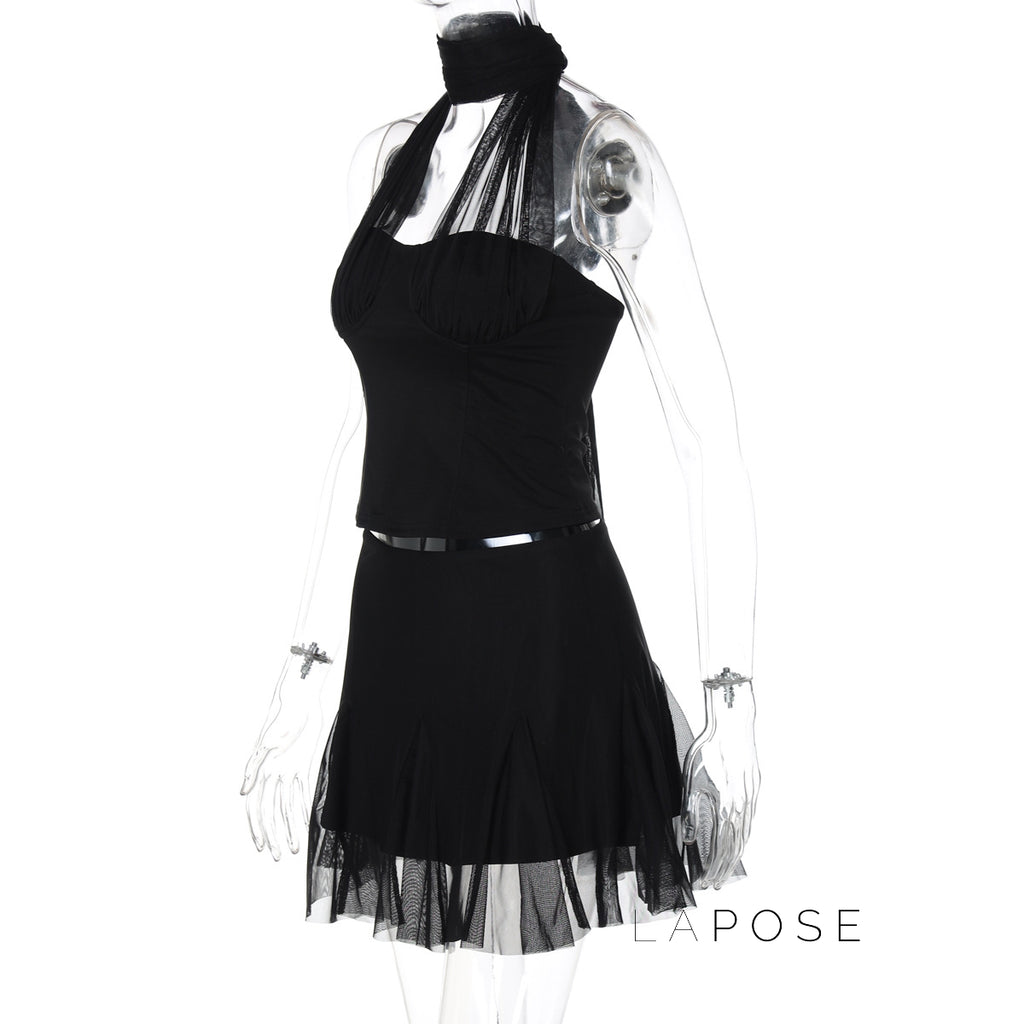 Daleysa Halter Ruched Skirt Set [9UT49U12]