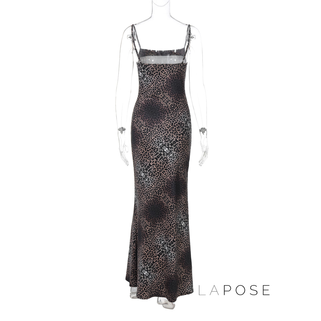 Damaris Strappy Leopard Maxi Dress [UWY9BFFZ]