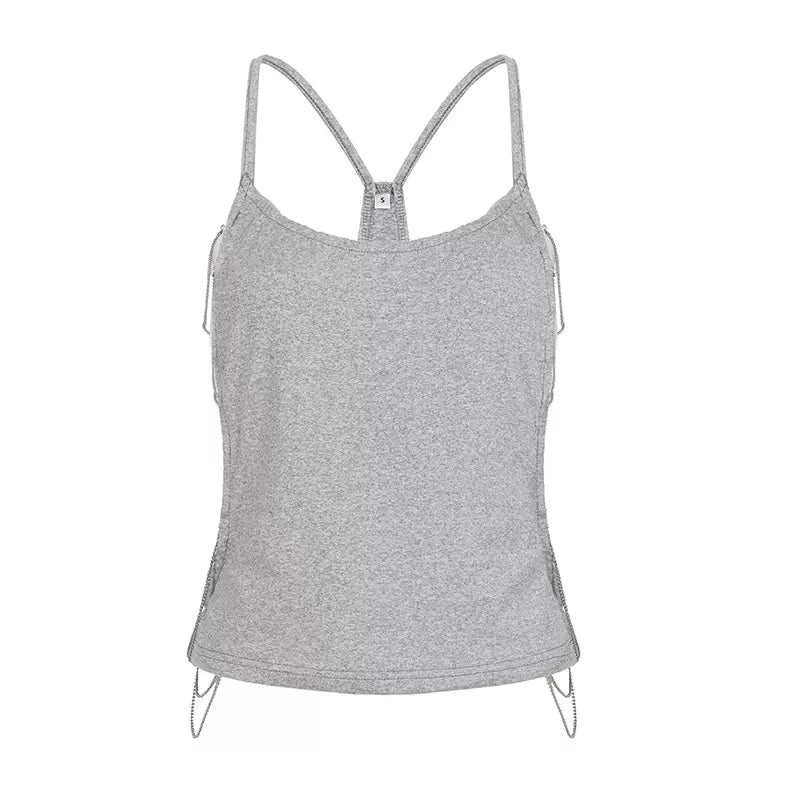 LaPose - Dana Chain Detail Backless Tank - Grey Color