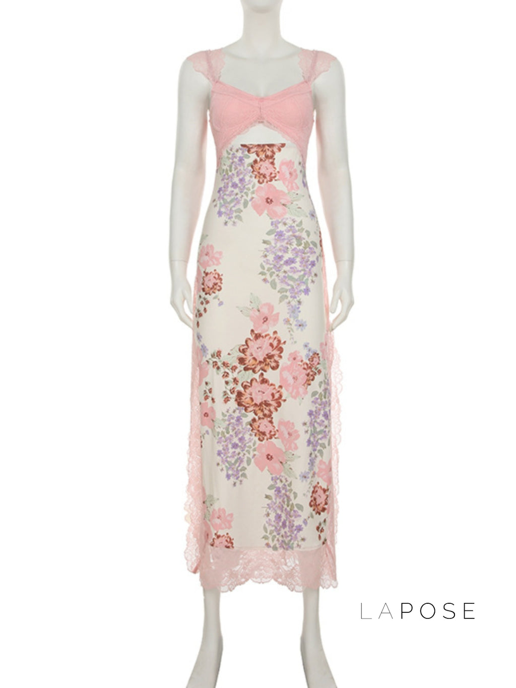 Darling Lace Slit Maxi Dress [0161U8RK]