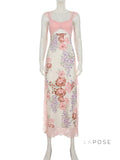 Darling Lace Slit Maxi Dress [0161U8RK]