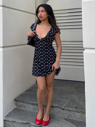 Davina Ruffled Polka Dot Mini Dress [KMAGB288]