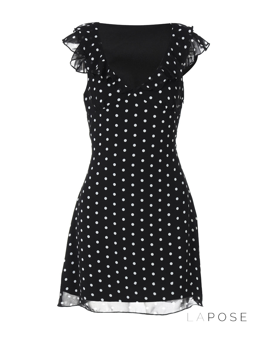 Davina Ruffled Polka Dot Mini Dress [7BB4FYSL]