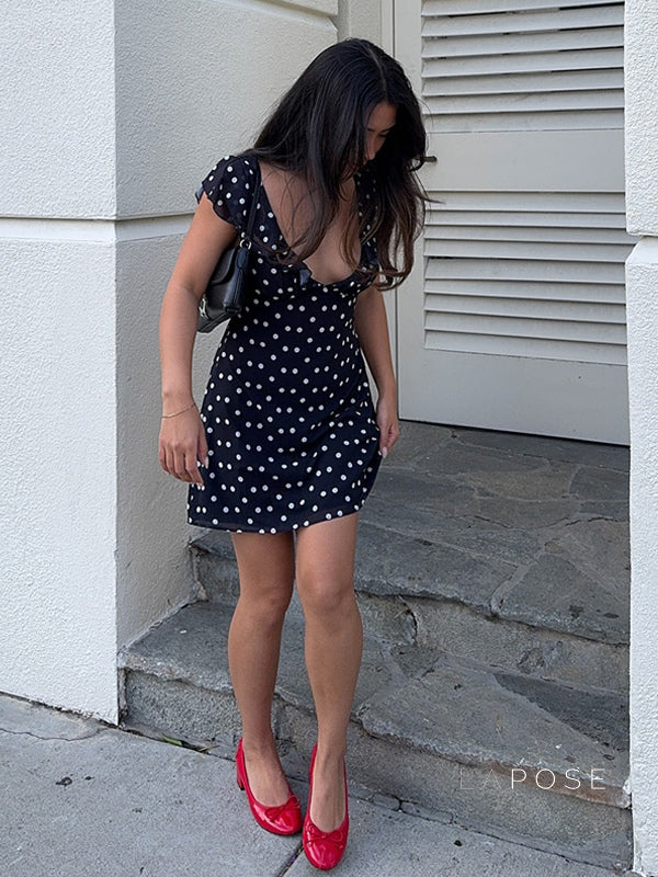 Davina Ruffled Polka Dot Mini Dress [447GR23Q]