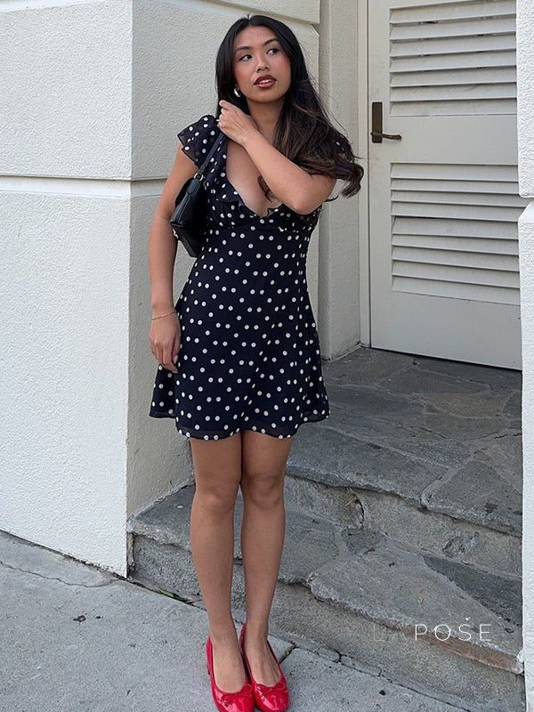 Davina Ruffled Polka Dot Mini Dress [3KUZ5FBF]