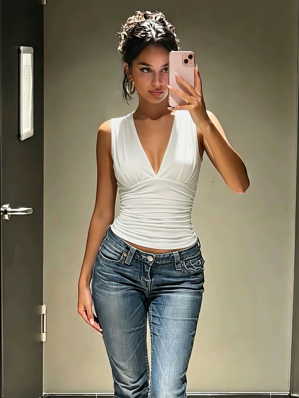 LaPose - Dawson Ruched V-Neck Tank Top