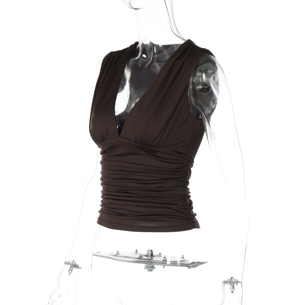 LaPose - Dawson Ruched V-Neck Tank Top