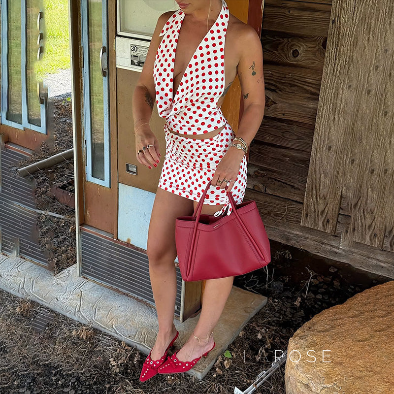 Dayna Polka Dot Skirt Set [E11GEOUA]