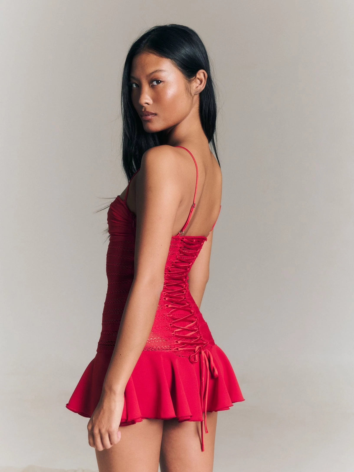 LaPose Daysi Ruffle Trim Mini Dress