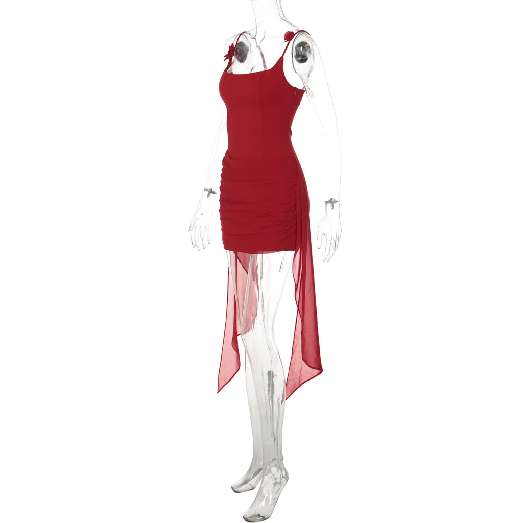 LaPose - Deasia Rosette Ruched Mini Dress