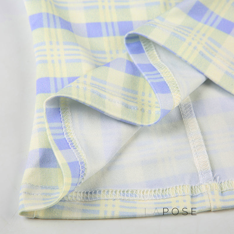 Debora Plaid Halter Crop Top [J124X47Q]