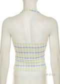 Debora Plaid Halter Crop Top [ETT09DAS]
