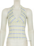 Debora Plaid Halter Crop Top [LOCXX9BR]