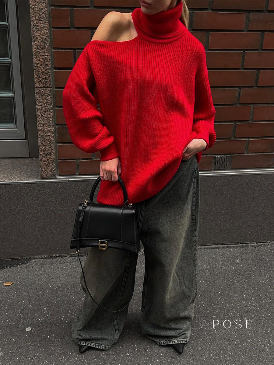 Deliyah Knit Cold Shoulder Sweater [HN8V5VTD]