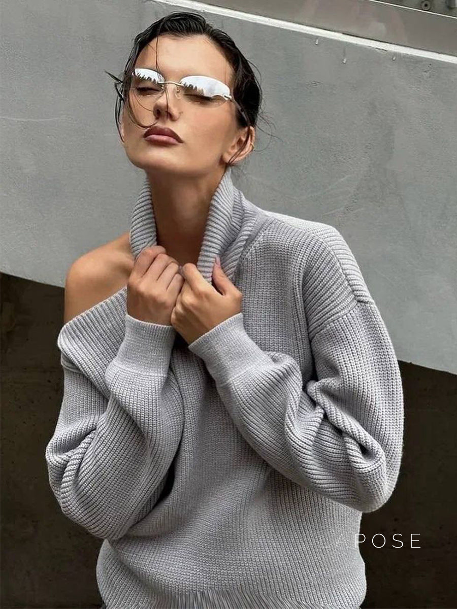 Deliyah Knit Cold Shoulder Sweater [JFWZYQTF]