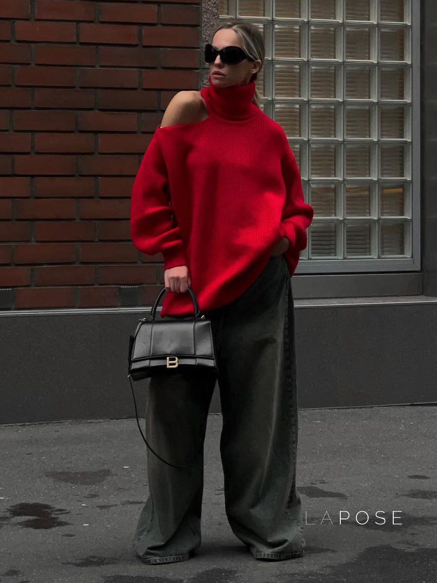 Deliyah Knit Cold Shoulder Sweater [H9A8LHSN]