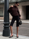 Deliyah Knit Cold Shoulder Sweater [J45FWX6R]