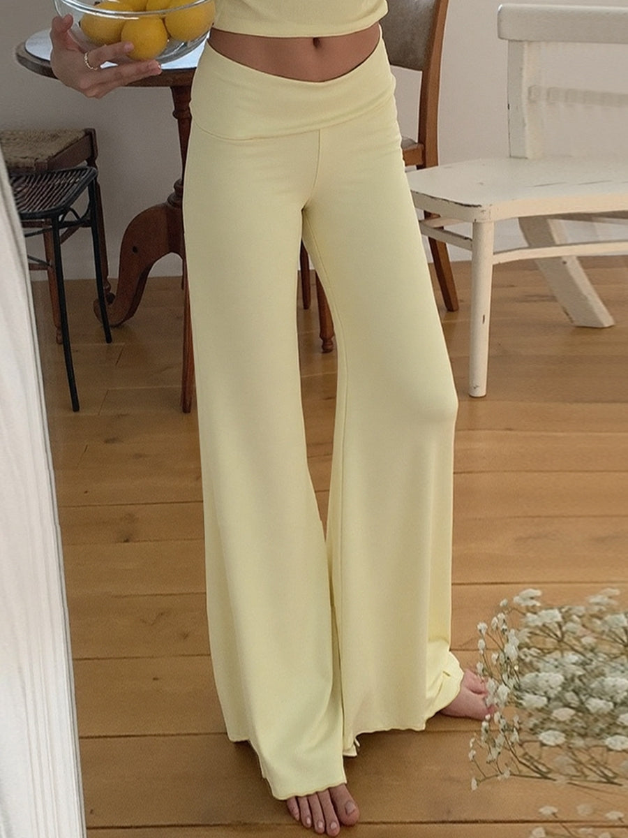 Delylah Low-Rise Wavy Flared Pants [QSGDYYC6]