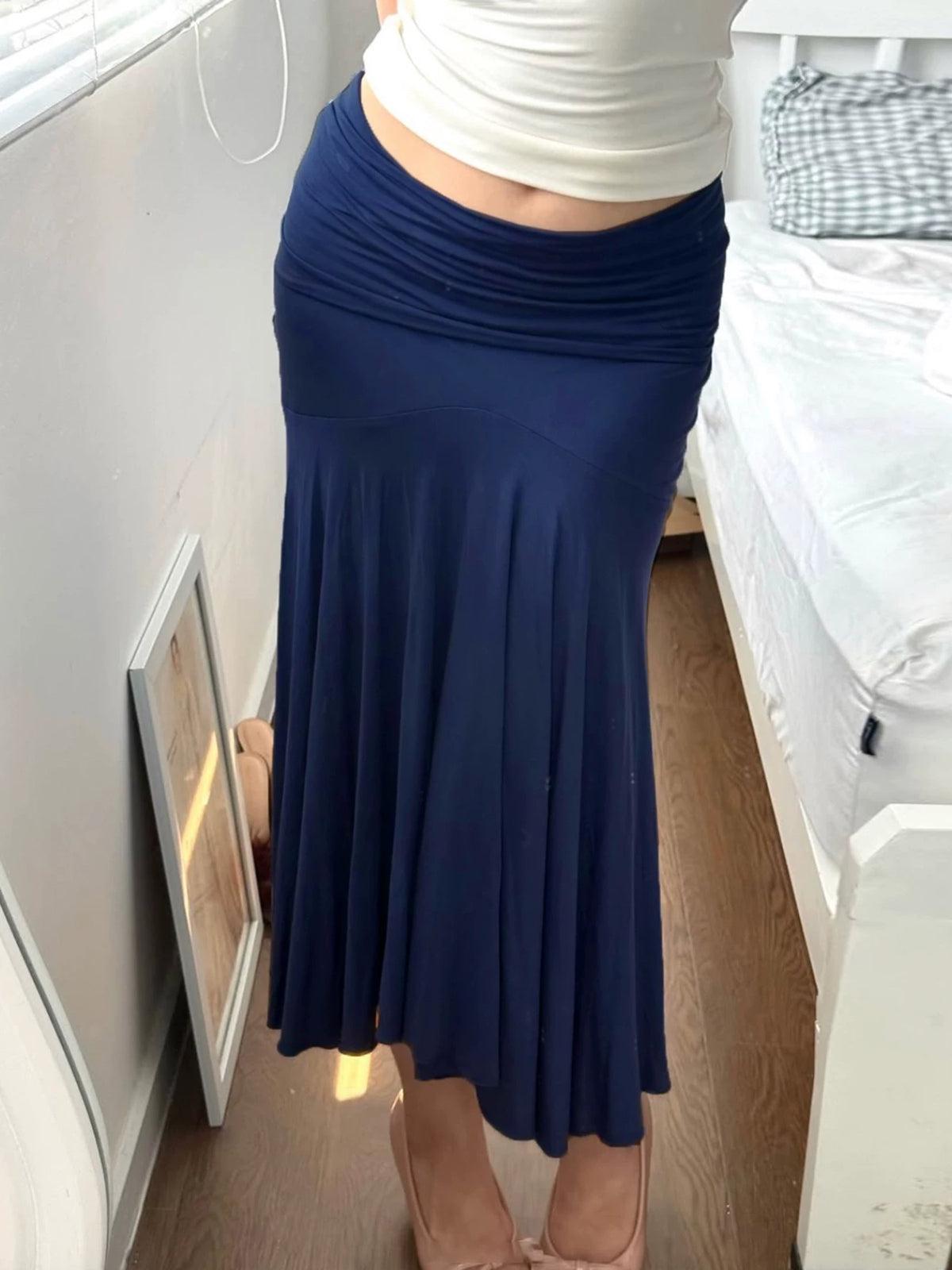 LaPose - Destinee Ruched Waist Midi Skirt