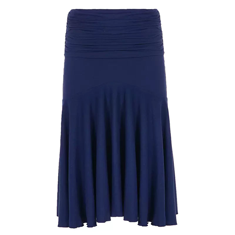 LaPose - Destinee Ruched Waist Midi Skirt - Dark Blue Color