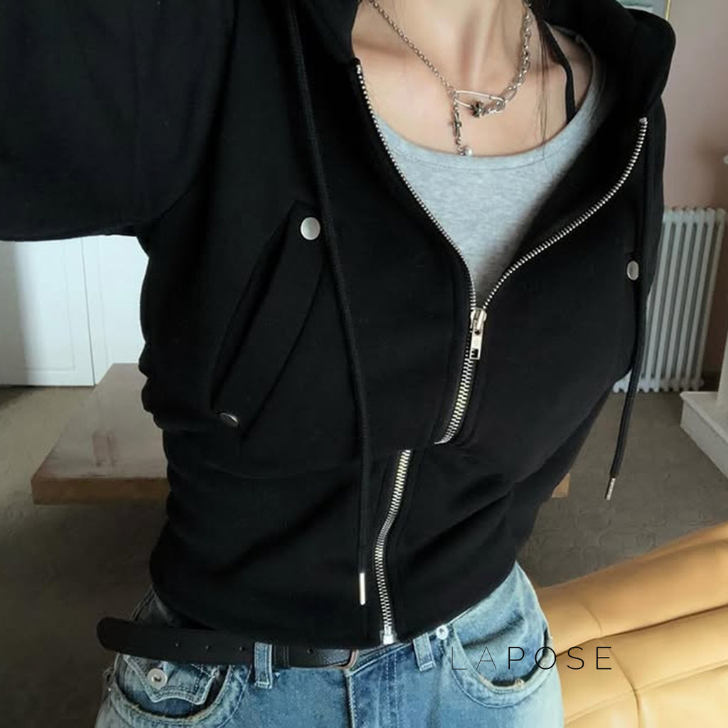 Dhanvi Slim Fit Zip Hoodie [K9NIV4A1]