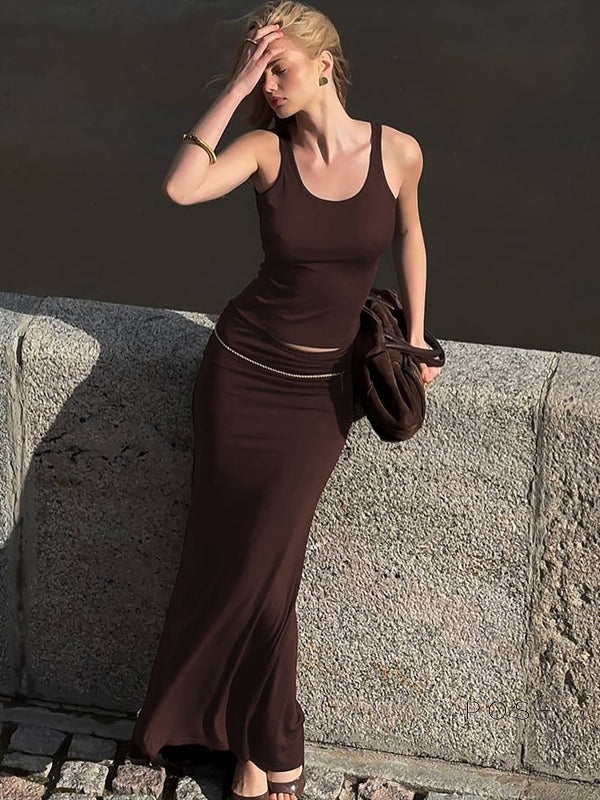 Dim Maillard Pleated Skirt Set [RJFAEPP1]