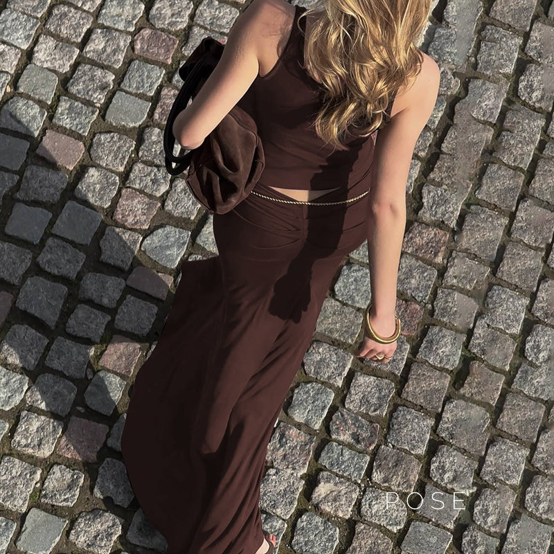 Dim Maillard Pleated Skirt Set [G18AHQS6]