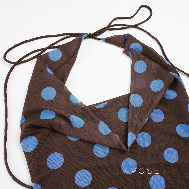 Dolly Polka Dot Halter Top [J6L9K2QT]