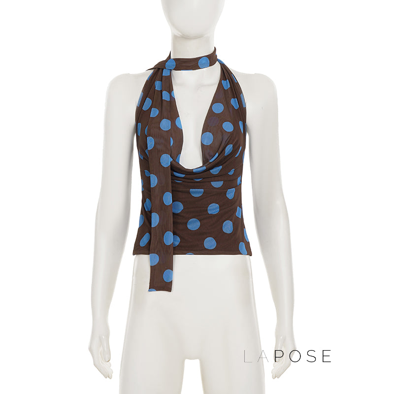 Dolly Polka Dot Halter Top [34ZR96D0]
