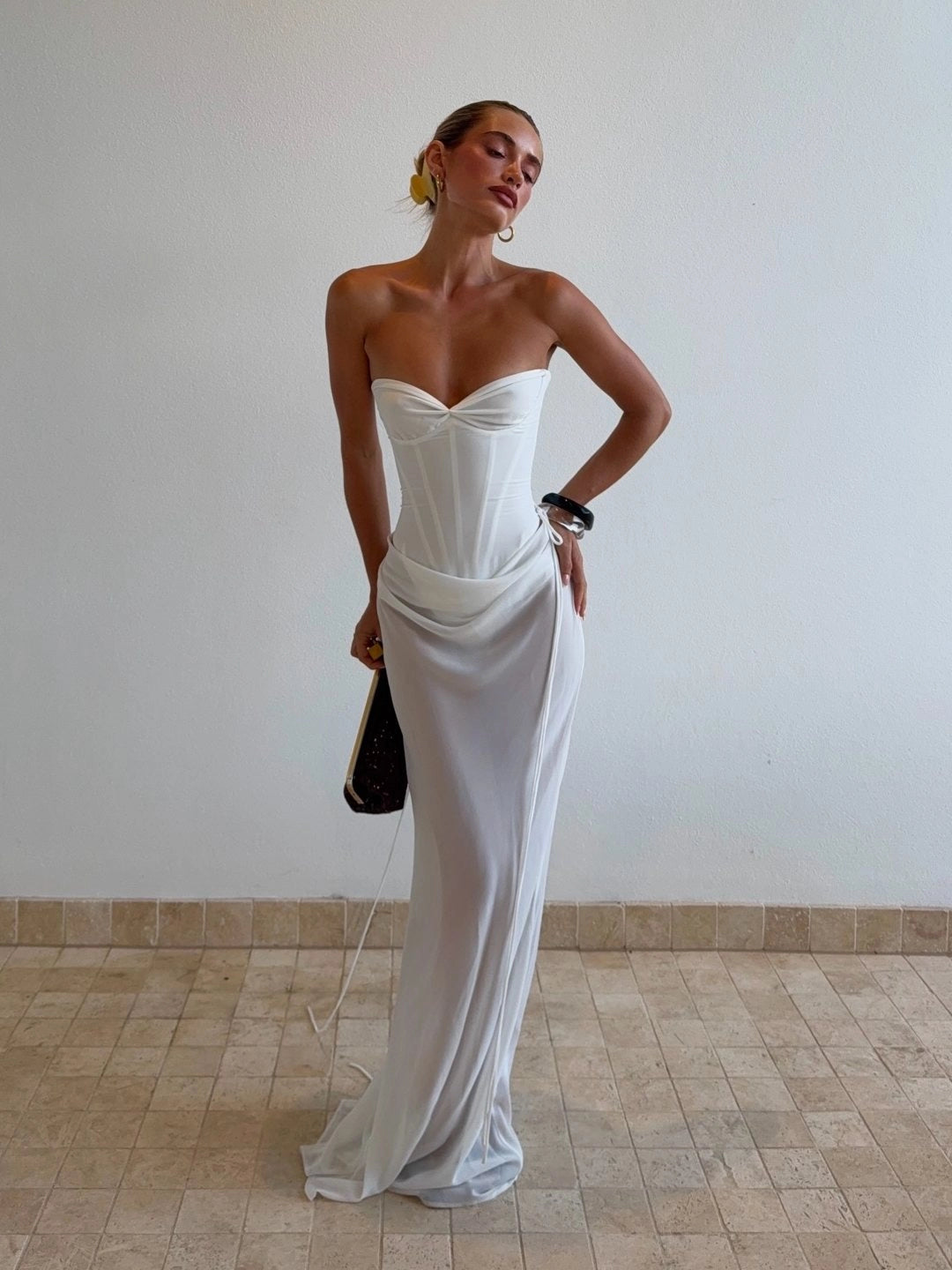 Draped Corset Maxi Dress [S4DWN5BD]