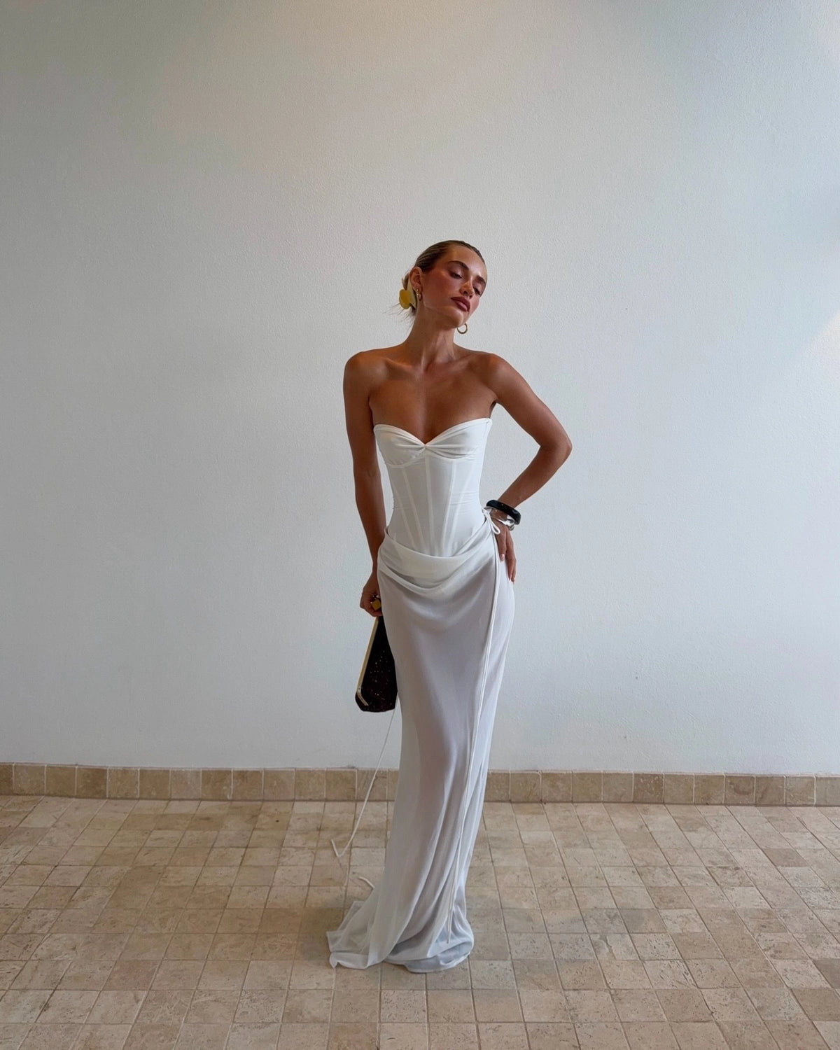 Draped Corset Maxi Dress [VR6BIXST]