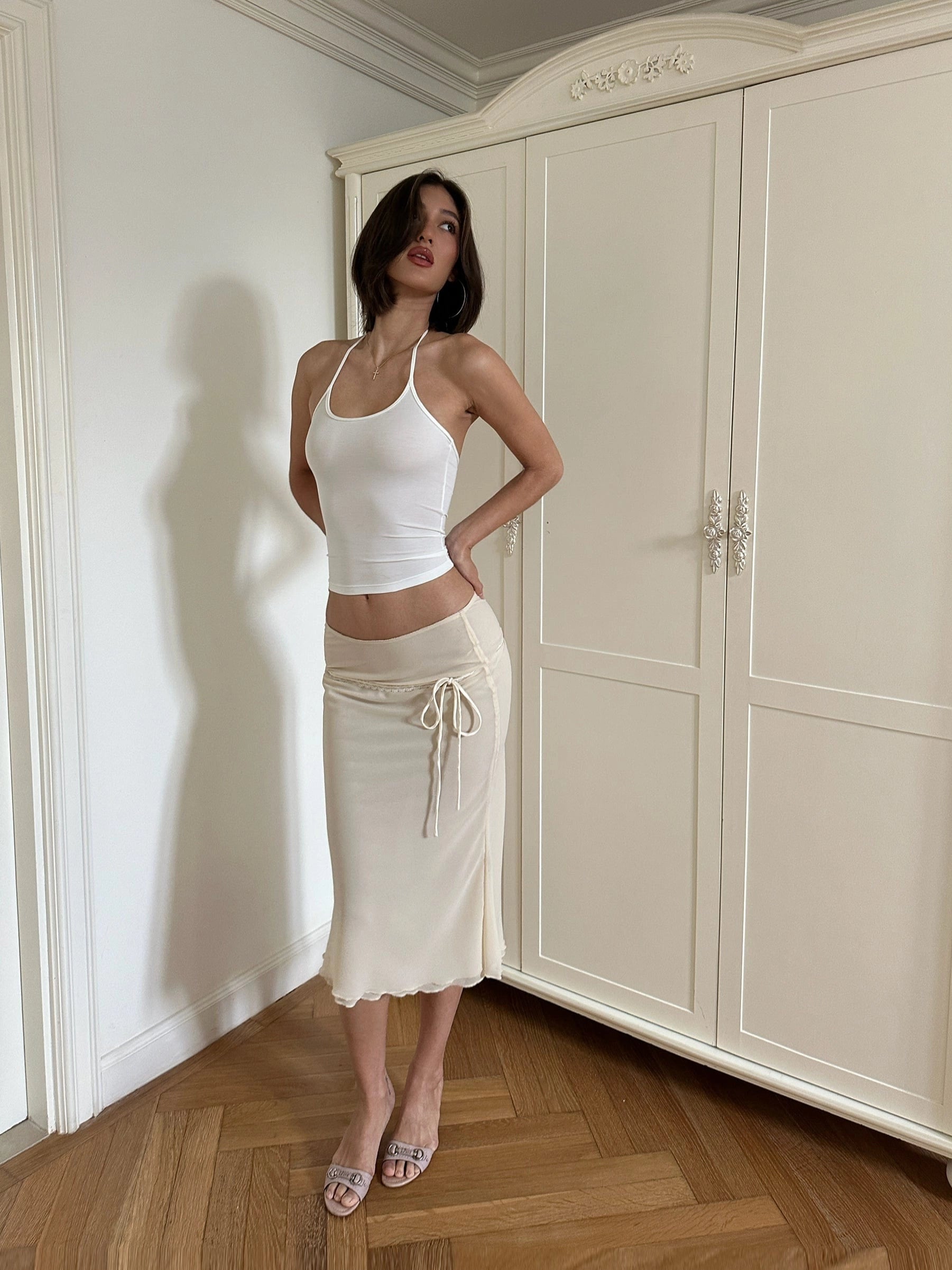 LaPose Draya Slinky Halter Crop Top