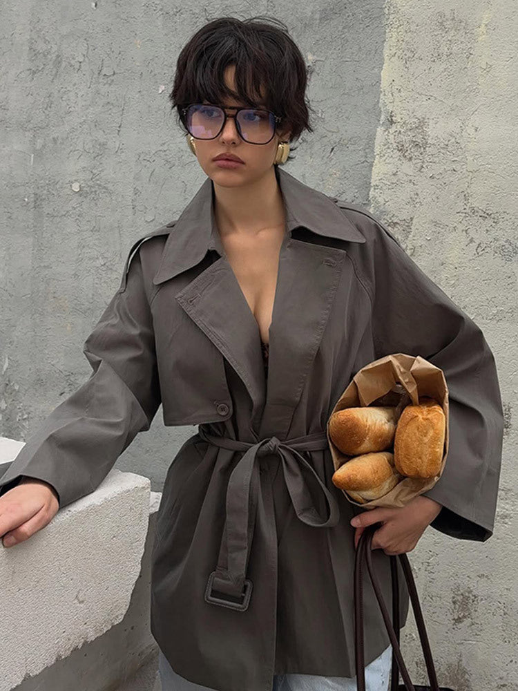 Effie Belted Short Trench Coat [A2FDJRIG]
